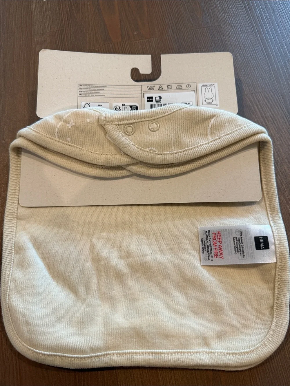 NEW WITH TAGS - Nijntje Cream Baby Bib With Nijntje All Over